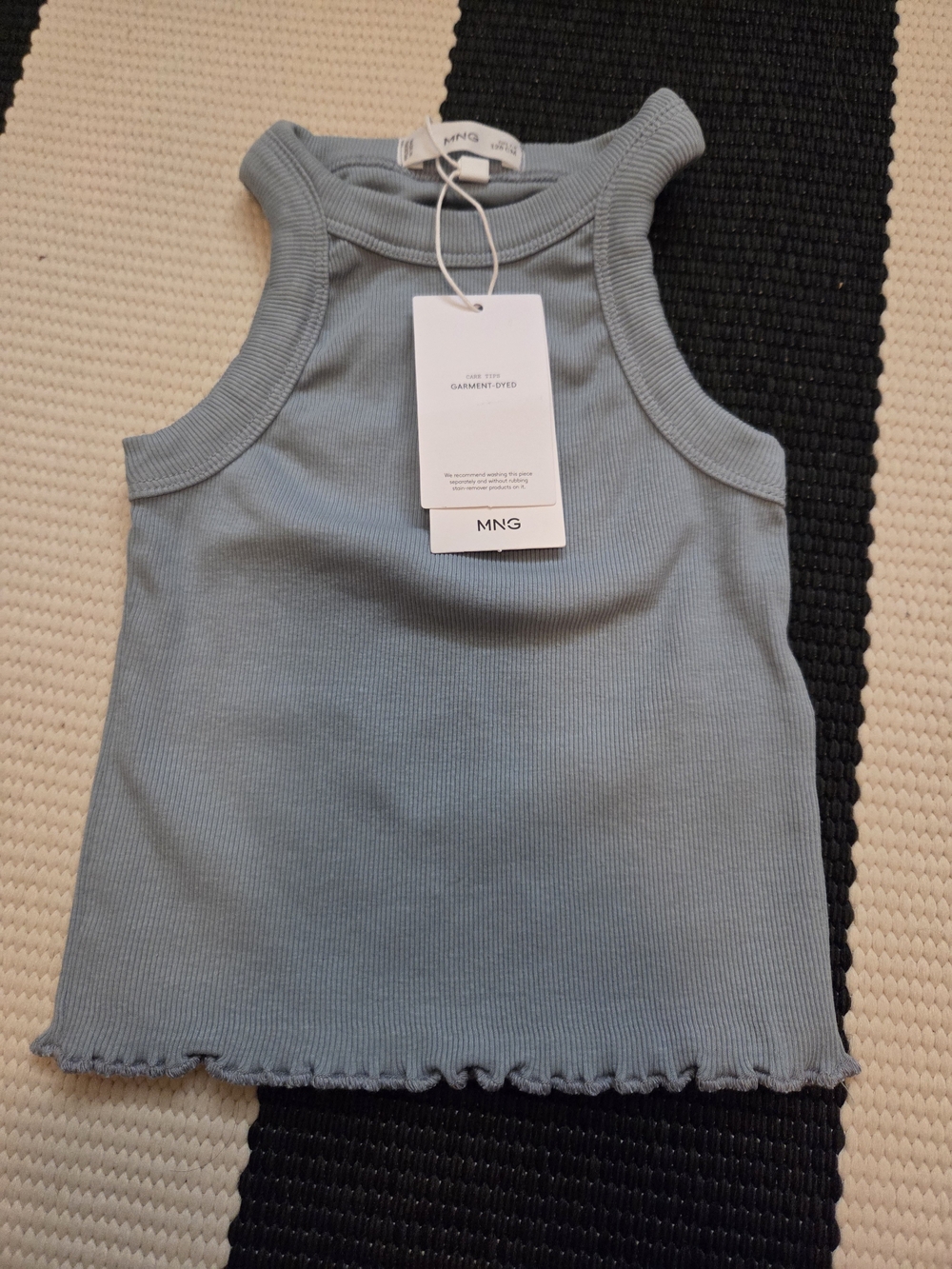 Mango Kids Ribbed Tank Top in Dusty Blue
